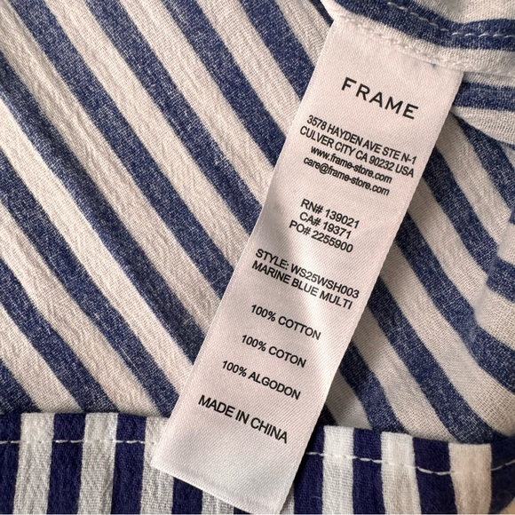 Frame The Snap Polo Striped Blue and White Top size M - Picture 8 of 13